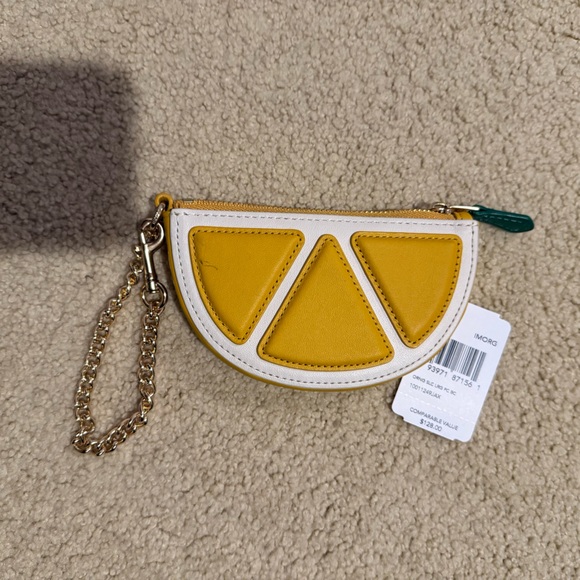 Coach Handbags - Coach New Orange Citrus Coin Wristlet Gold Chain Green Purse Bag Designer